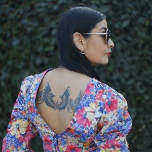 Zara 80s inspired floral print mini dress.